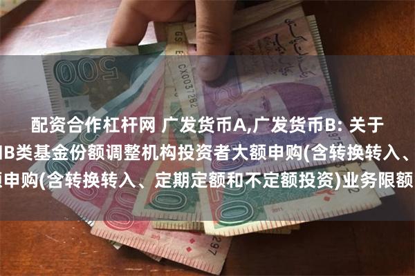 配资合作杠杆网 广发货币A,广发货币B: 关于广发货币市场基金A类和B类基金份额调整机构投资者大额申购(含转换转入、定期定额和不定额投资)业务限额的公告